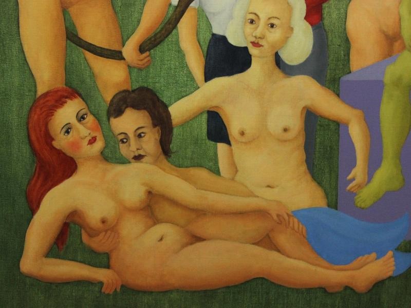 Surrealistische fantasierijk schilderij van H de Laet Surrealistische fantasierijk schilderij van H de Laet