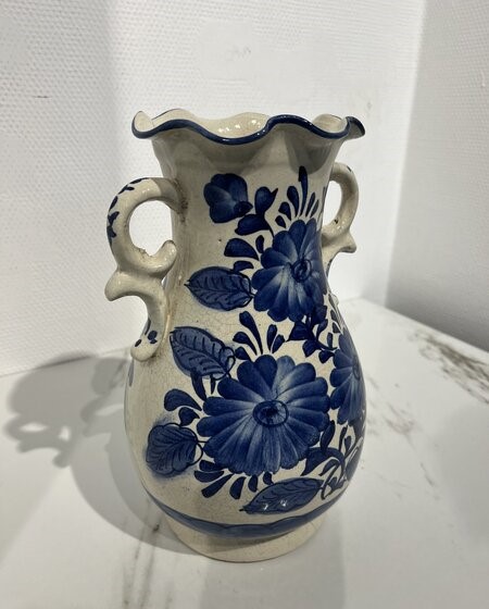 Bloemenvaas, Delfts, blauw/ wit