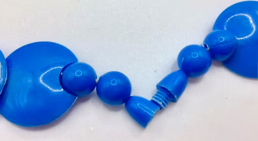 Vintage ketting met oorbellen Art Deco made in France blauw