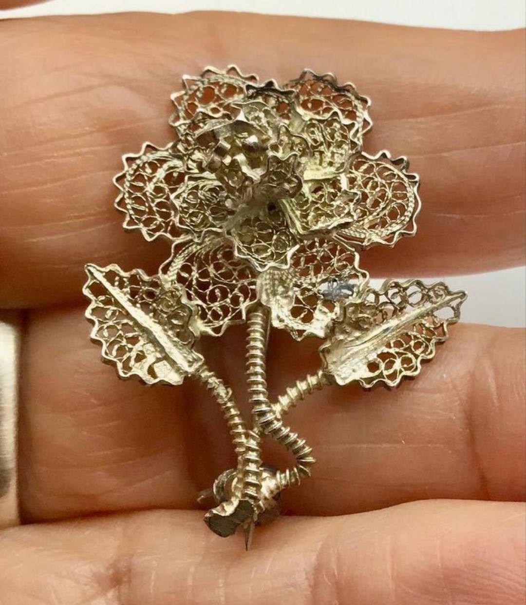 Vintage broche filigrein bloem zilver gemerkt antieke broche Vintage broche filigrein bloem zilver gemerkt antieke broche