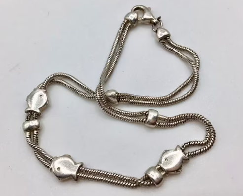 Vintage armband 925 zilver visjes enkelband zilver 925 