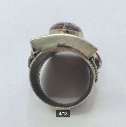 Vintage ring Nepal ring Tibet zilver Turquoise Koraal groot Vintage ring Nepal ring Tibet zilver Turquoise Koraal groot