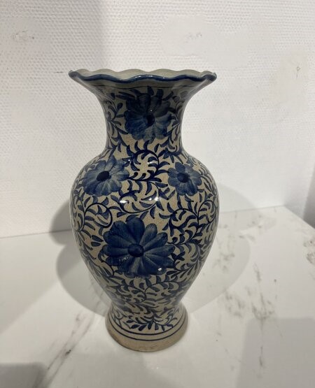 Bloemenvaas, Delfts, blauw/ wit