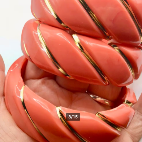 Vintage armband 3 stuks Celluloid Lucite armband Koraal Vintage armband 3 stuks Celluloid Lucite armband Koraal