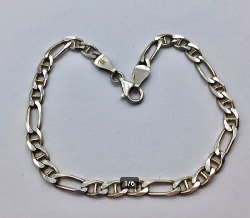 Vintage armband 925 zilver Figaro schakel armband heren