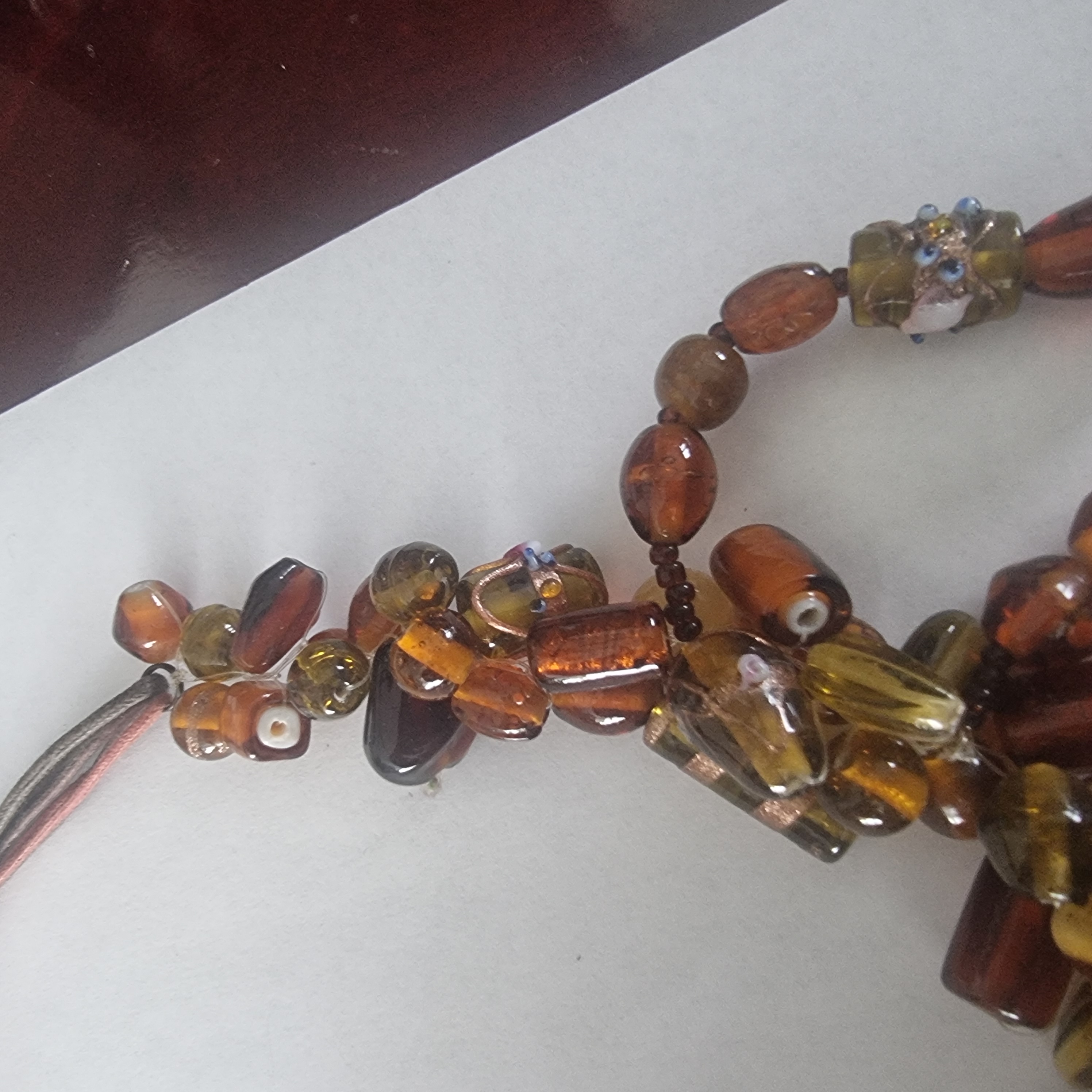 Vintage Murano glas ketting wedding cake Murano kralen bruin