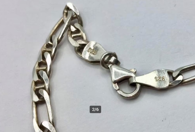 Vintage armband 925 zilver Figaro schakel armband heren